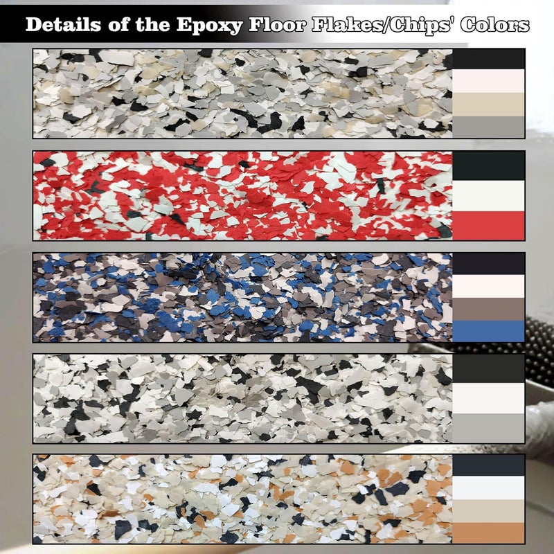 Alkrogiha Epoxy Flakes for Flooring, 450G Decorative Color Chips for Concrete, Epoxy Resin and Countertops, Durable - Black, White, Red - Image 4